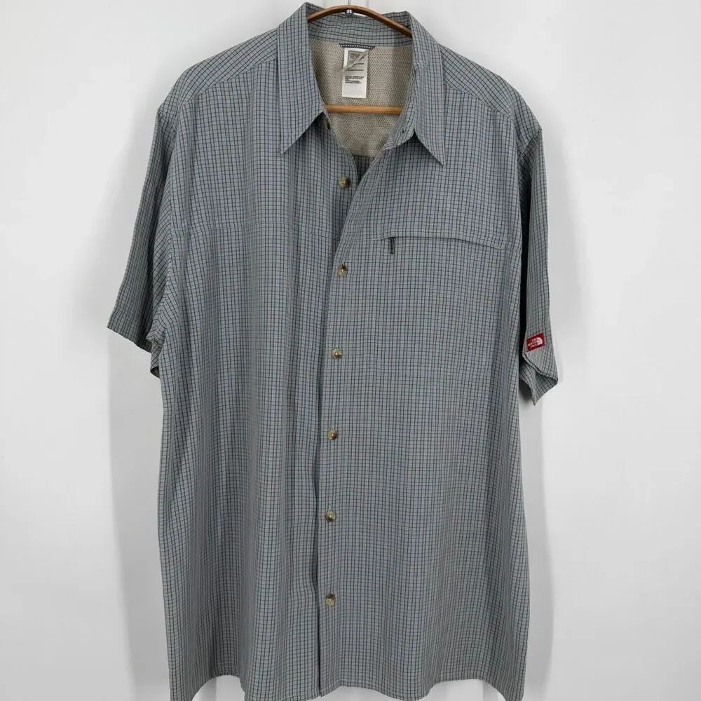 The North Face Green Pink Grid Check Short Sleeve Retro Button-up Shirt XXL